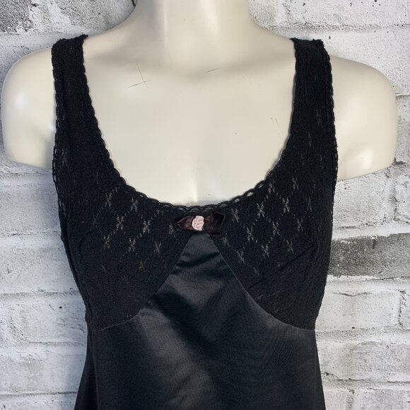 Vintage 90s Slip Dress Small Black Babydoll Short Lingerie Nightgown - Picture 2 of 16